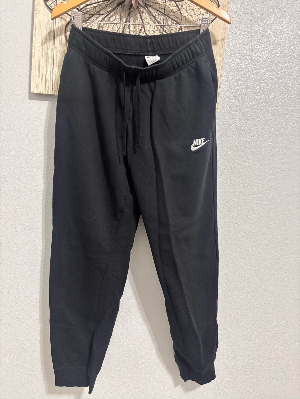 Nike Black Jogger Sweatpants with White Swoosh